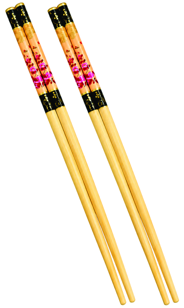 TWO /2 Pairs Reusable Wooden Bamboo Chopsticks - Floral - (Floral Design May Vary)
