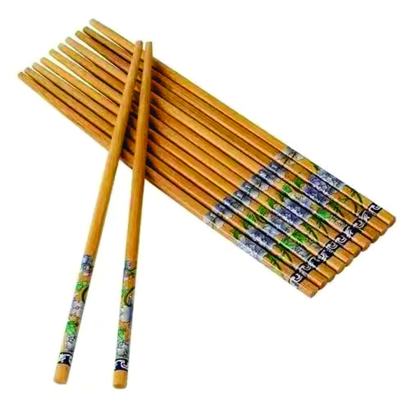 5 PAIRS Natural Bamboo Chopsticks Reusable, Lightweight Wooden Chopsticks, 24CM Long Easy to Use Chopsticks (Color and Design May Vary)