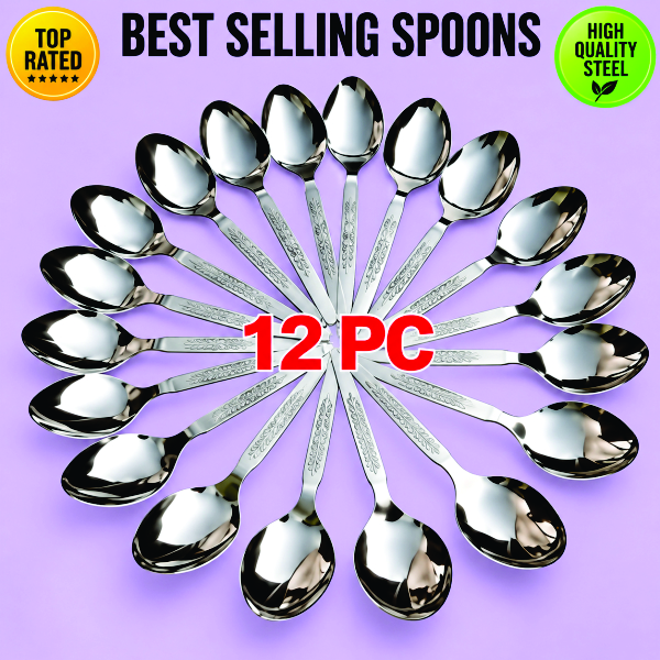 NSCC Set of 12 Table Spoon with Beautifully Designed Handle Table Spoon Set