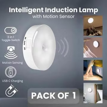 Motion Sensor Light for Home (Pack of 1) with USB Charging Wireless Self Adhesive LED Induction Lamp Sensor Light for Wardrobe Lights with Sensor Night Light for Cupboard Stairs