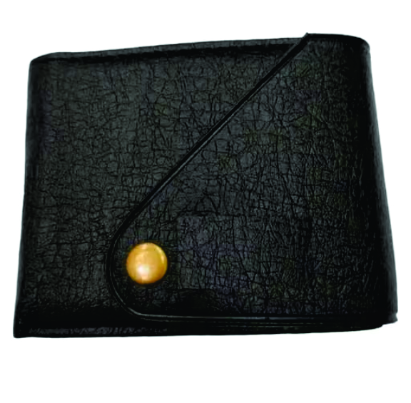 Designer Black Rexine Three Fold Wallet For Men