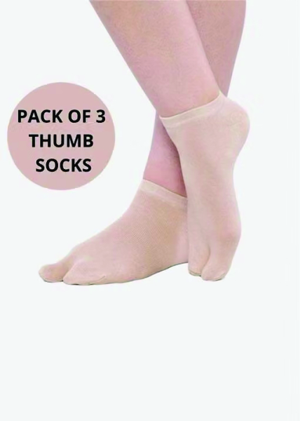 (Pack Of 3 ) - Skin color (cream) NxtSkin Low Ankle Thumb Socks