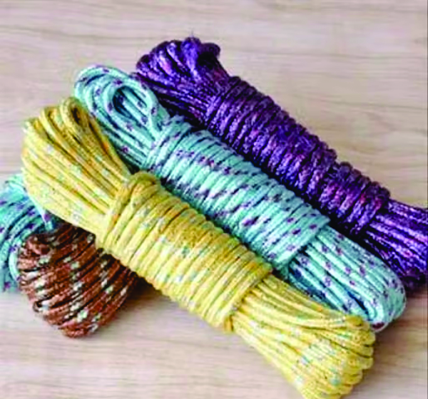 (Pack of 3 Piece) 10 Meter Nylon Braided Twisted Rope for Drying Clothes, Hangers, Multi-Function, Windproof, Anti Slip, Colorful Rope, Dry Hanging Outdoor Indoor Travel (multiColour)
