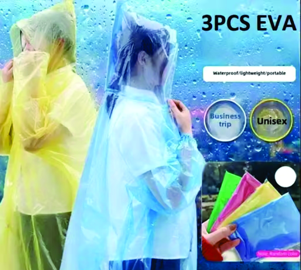 3 PCS NSCC EVa Rain coat assorted color