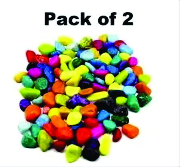 2 Small Potli Multi-Color Mixed Decorative Stones & Pebbles Color for Garden Vase Fillers Aquarium Table Décor Fountain Decoration