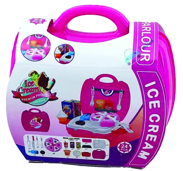 Ice cream Realistic Sliceable Cake Cutting Toy for Kids Pretend Play Toy for Girls, Cookies & Fast Food Toy Set & Knife -