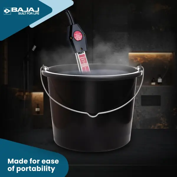 Bajaj 1500-Watt Immersion Heater Rod | Nickel Plated Heating | Portable Heating Solution | 2 Yr Warranty 【Silver】