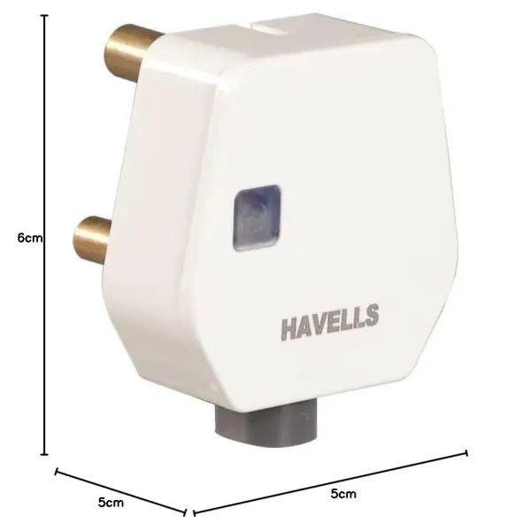 Havells AHLGWXW163 16A 3Pin Flat Plugtop with Indicator, white (Model: AHLGWXW163-Pk1)