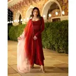 AACHHO-Maroon Blush Embroidered Georgette Suit Set