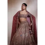 Anita Dongre-Avani Zardozi Silk Lehenga - Wine