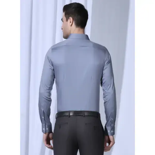 BLACKBERRYS-UnWrinkle Formal Blue Solid Shirt - George