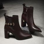 BATA-NINE WEST BROWN MID-CUT BOOTS FOR WOMEN