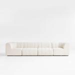 Crate&Bareel-Jade Heathered Ivory 4-Piece Kids Puffer Modular Sofa