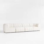 Crate&Bareel-Jade Heathered Ivory 4-Piece Kids Puffer Modular Sofa