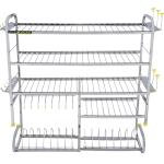 OSE-Kitchen Dish Rack | Wall Mounted | 5 Shelves | Stainless Steel | Holds 18+ Plates | Space-Saving | Rustproof | Easy Assembly (30 X 32 INCH)