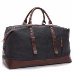 Fur Jaden-40L Canvas Weekender Travel Duffle Cabin Bag with Detachable Shoulder Strap (Black)