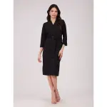 FableStreet-Panelled Sheath Dress - Black