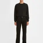Levis-Men's 501 Black Straight Fit Mid Rise Jeans
