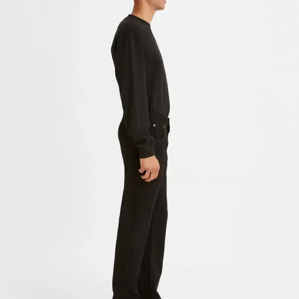 Levis-Men's 501 Black Straight Fit Mid Rise Jeans