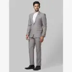 Raymond-Men Grey Checks Contemporary Fit Polyester Blend Suit
