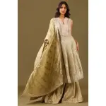 seasons-MUSTARD LIME GREEN SHARARA PANT SET AND A LONG KURTA TOP WITH ALL OVER PATTERNED EMBROIDERY PAIRED WITH A MATCHING DUPATTA AND CRYSTAL EMBELLISHMENTS.