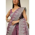 Soch-Onion Pink Chiffon Embroidered Saree With Beads And Stones