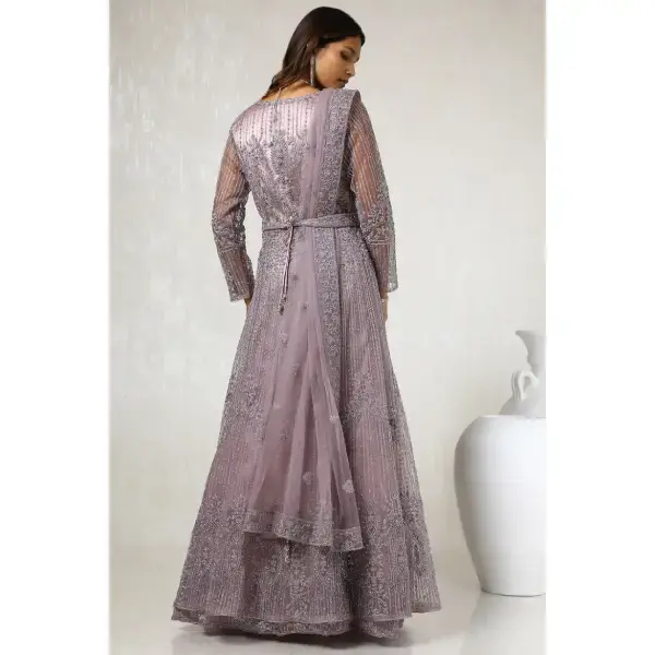 Soch-Purple Net Embellished Lehenga Choli With Belt