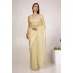 Soch-Gold Embellished Tissue Saree With Sequins Work