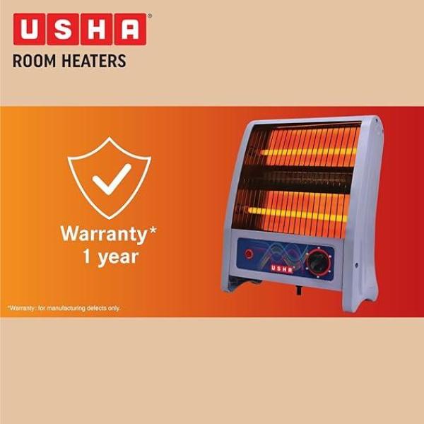 Usha-2 Rod 800 Watt Quartz Heater with Low Power Consumption and Tip Over Protection (4302, Grey)