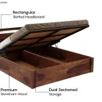 WoodenStrret-Bacon Sheesham Wood Hydraulic Bed With Storage