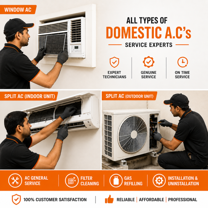 All Types of Domestic Air Conditioners (Window & Split AC) Services/Repairs