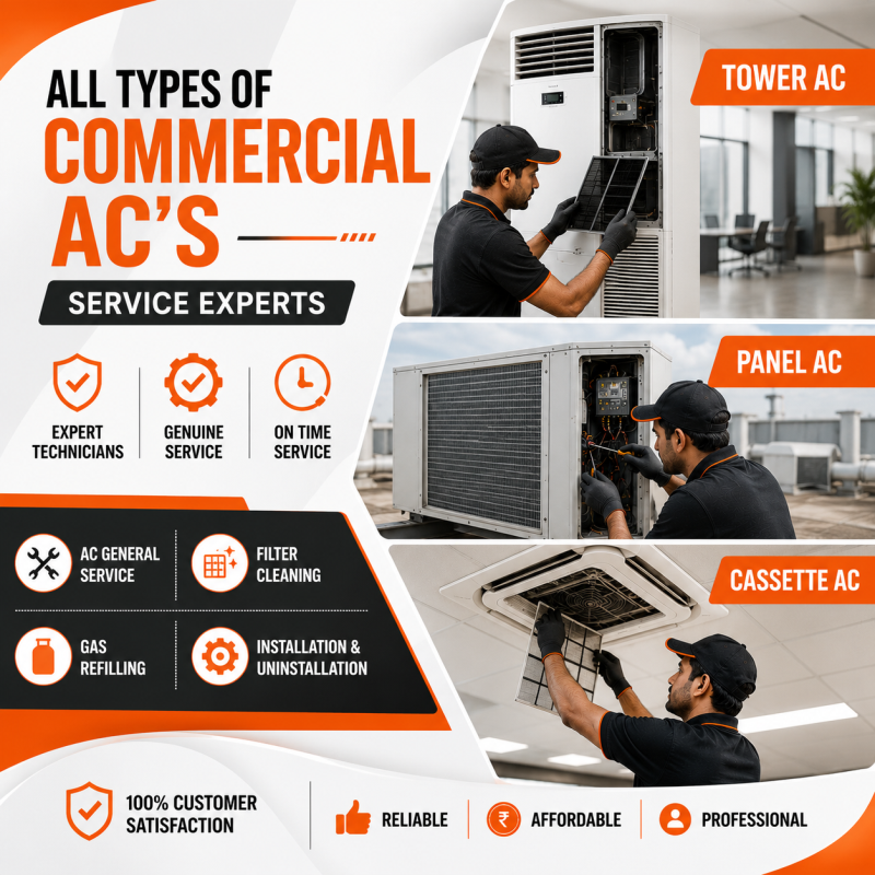 All Types of Commercial Air Conditioners (Tower, Panel & Cassette AC) Services/Repairs