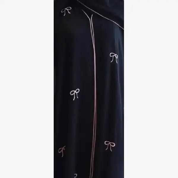 MUSHFAABAYA Polyester Self Design Abaya With Hijab  (Black)