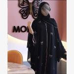 MUSHFAABAYA Polyester Self Design Abaya With Hijab  (Black)
